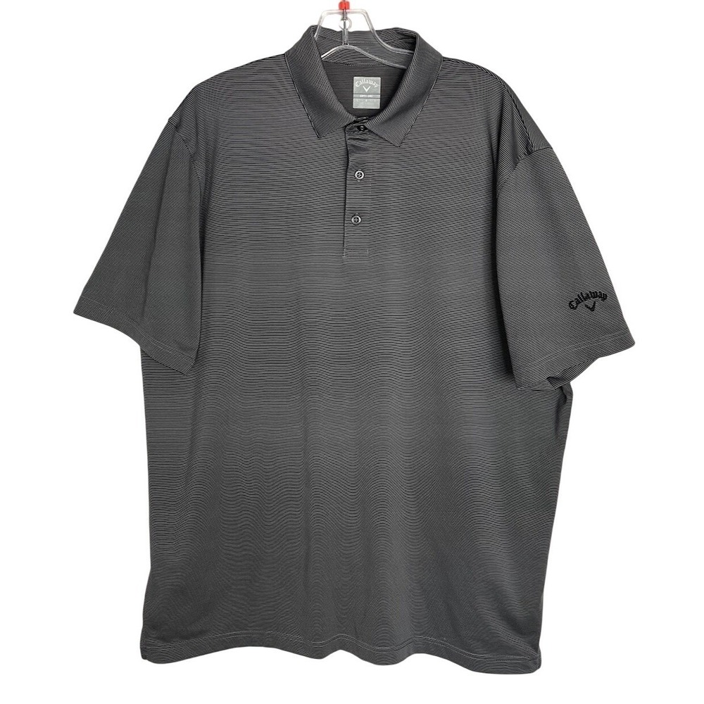 Callaway Opti-Dri Golf Polo Shirt Men's L Gray Striped Regular‎ Fit Lightweight